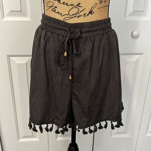 BNWT Katia Suede Like Drawstring Shorts w/ Tassels